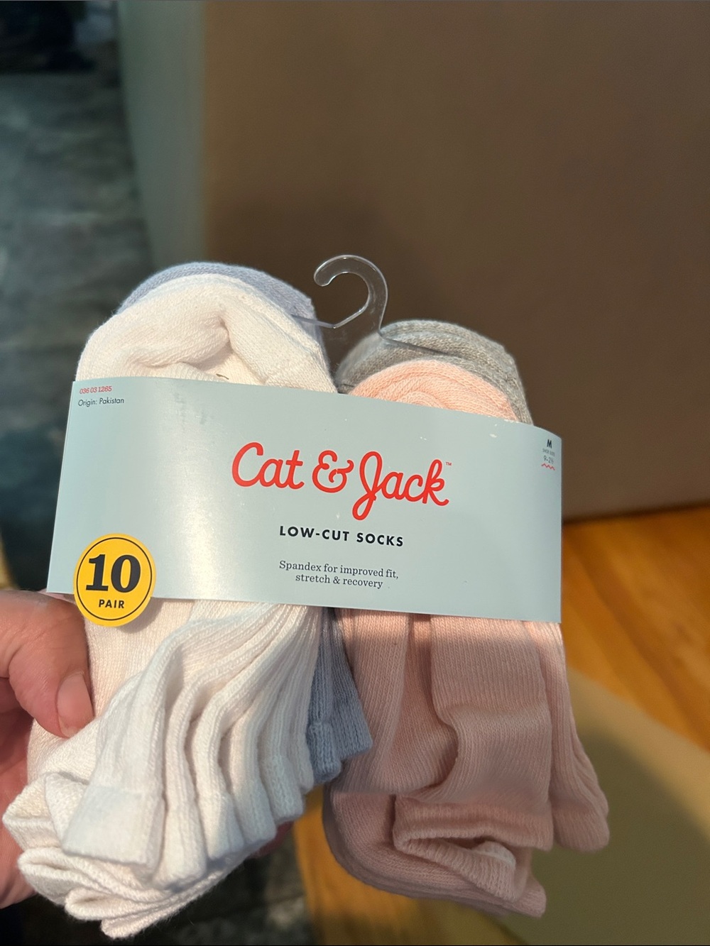 Cat & Jack Low-Cut Socks - White, Light Pink, Light Gray (10 Pack)